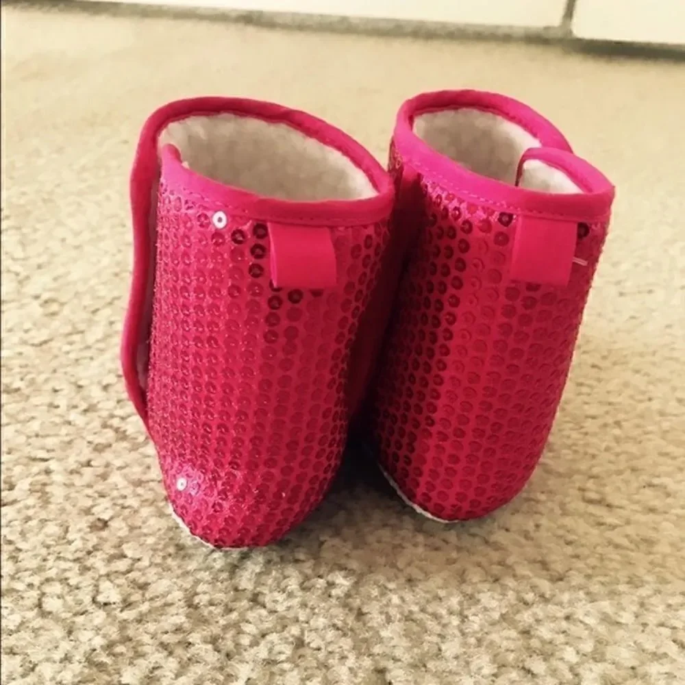 Pink Sequined Boots Size 2